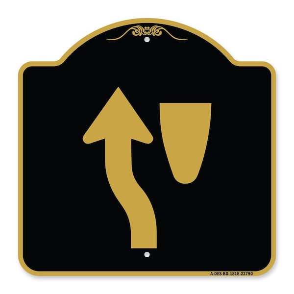 Designer Series Traffic Keep Left, Black & Gold Aluminum Sign, 18" x 18", BG-1818-22790